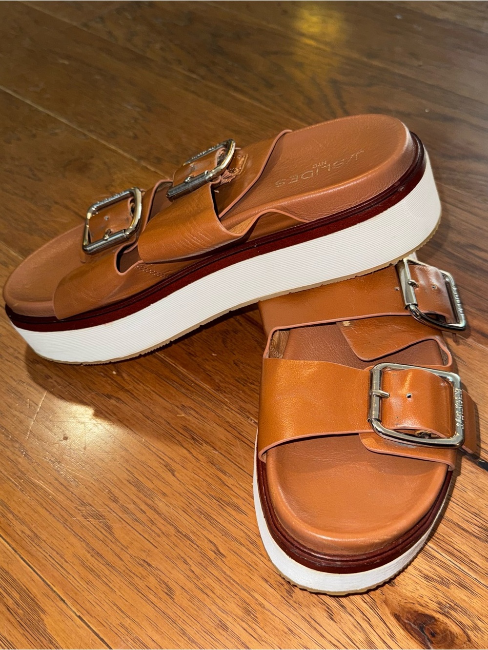 J/Slides NYC Leather Platform Sandals